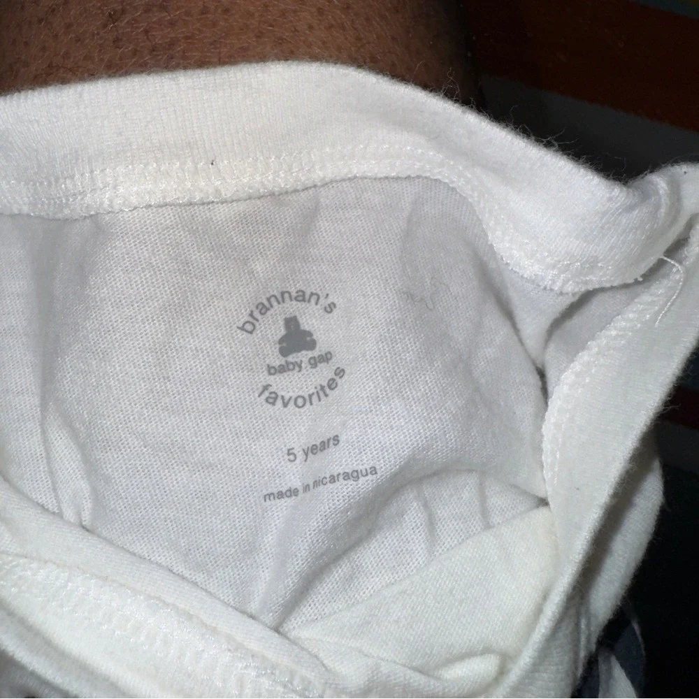 Baby GAP White Blue Logo T-Shirt Kids Boys Size‎ 5 Brannans Favorites Tee